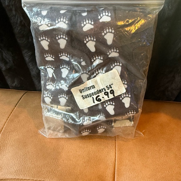 Black Suspenders with White Paw Prints - Picture 2 of 2